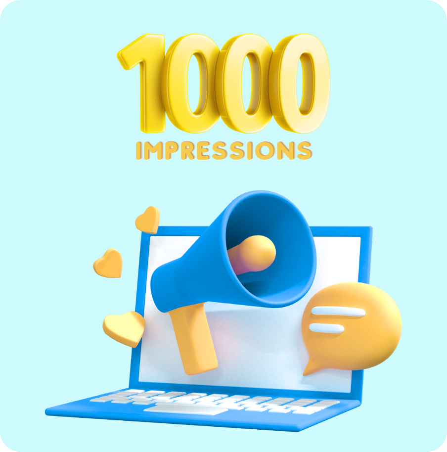 A megaphone over a lap top simbolising the potential thousands of impressions an organic post can reach on LinkedIn when using upto11 gated content tool